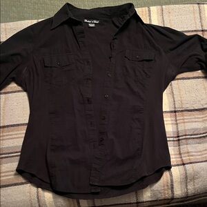 Rachael & Chloe Black Casual Button Down Shirt